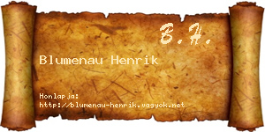 Blumenau Henrik névjegykártya